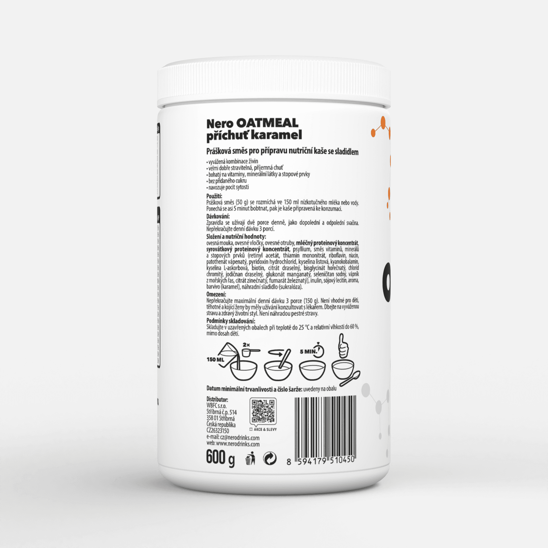 Proteinová instantní ovesná kaše Nero, Karamel, 600g, 12 porcí - náhled 4