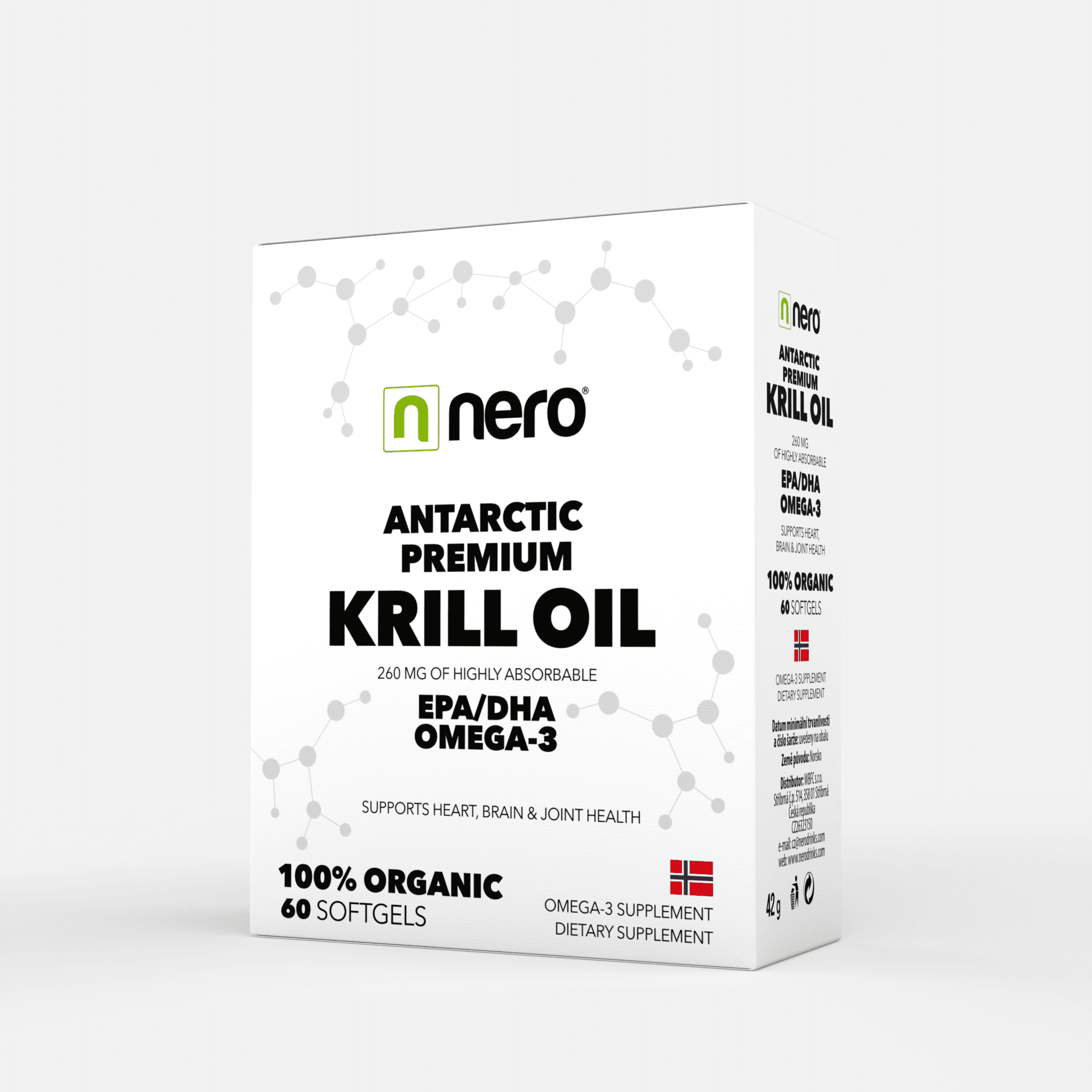 Nero ANTARCTIC PREMIUM KRILL OIL / OMEGA 3 / 1180 mg, 60 tablet / na 2 měsíce