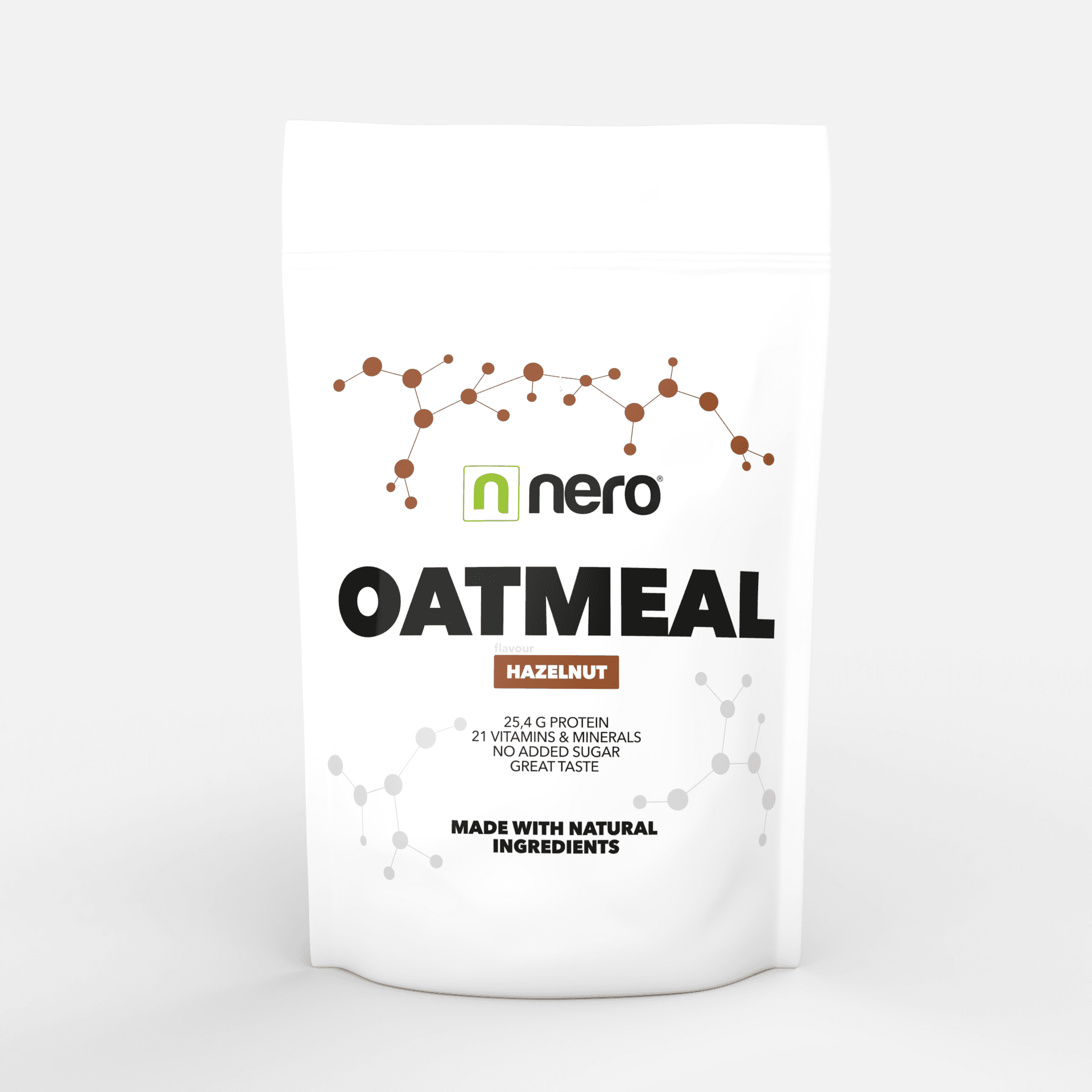 Proteinová instantní ovesná kaše Nero, Lískový oříšek, 1kg, 20 porcí - náhled 2