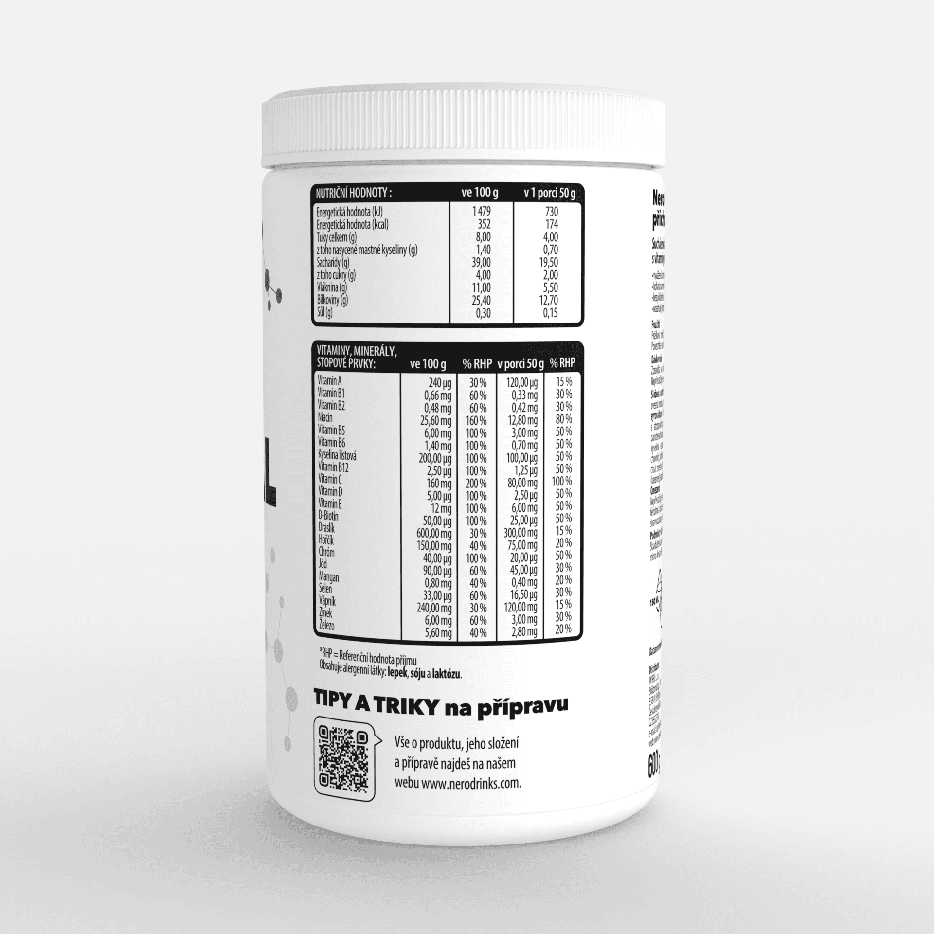 Proteinová instantní ovesná kaše Nero, Lískový oříšek, 600g, 12 porcí - náhled 3