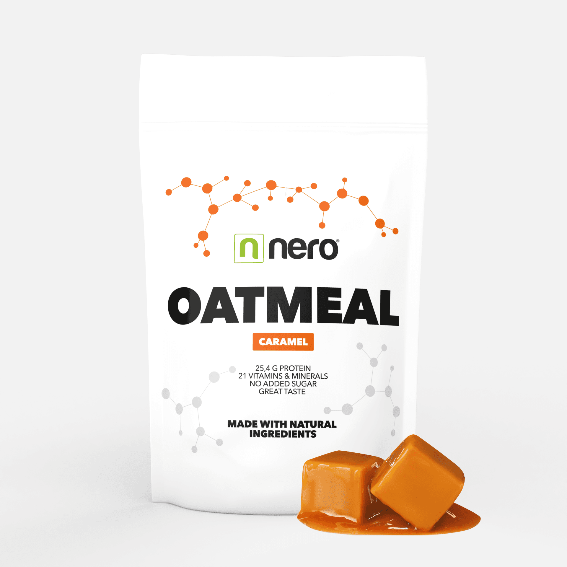 Proteinová instantní ovesná kaše Nero, Karamel, 1kg, 20 porcí