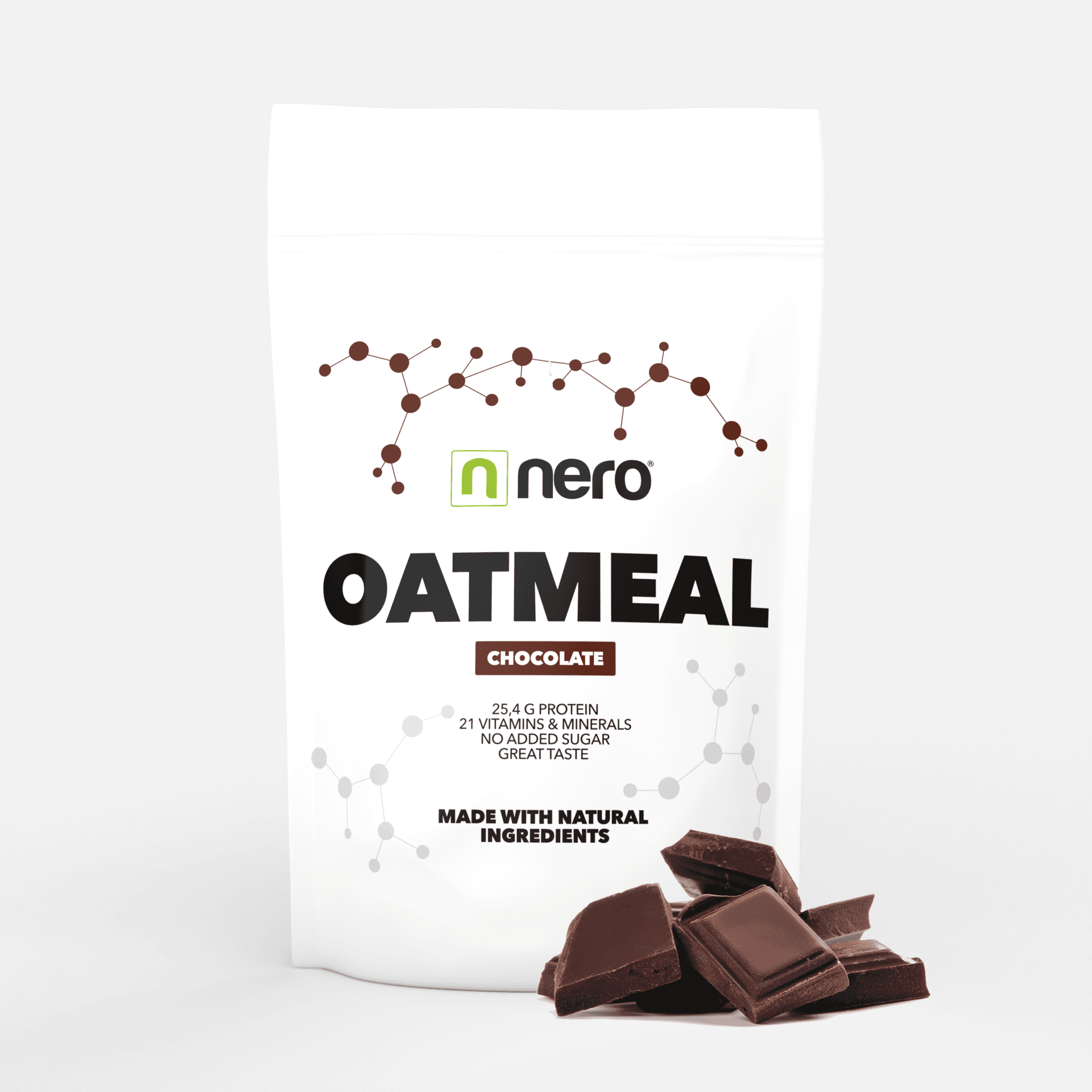 Proteinová instantní ovesná kaše Nero, Čokoláda, 1kg, 20 porcí