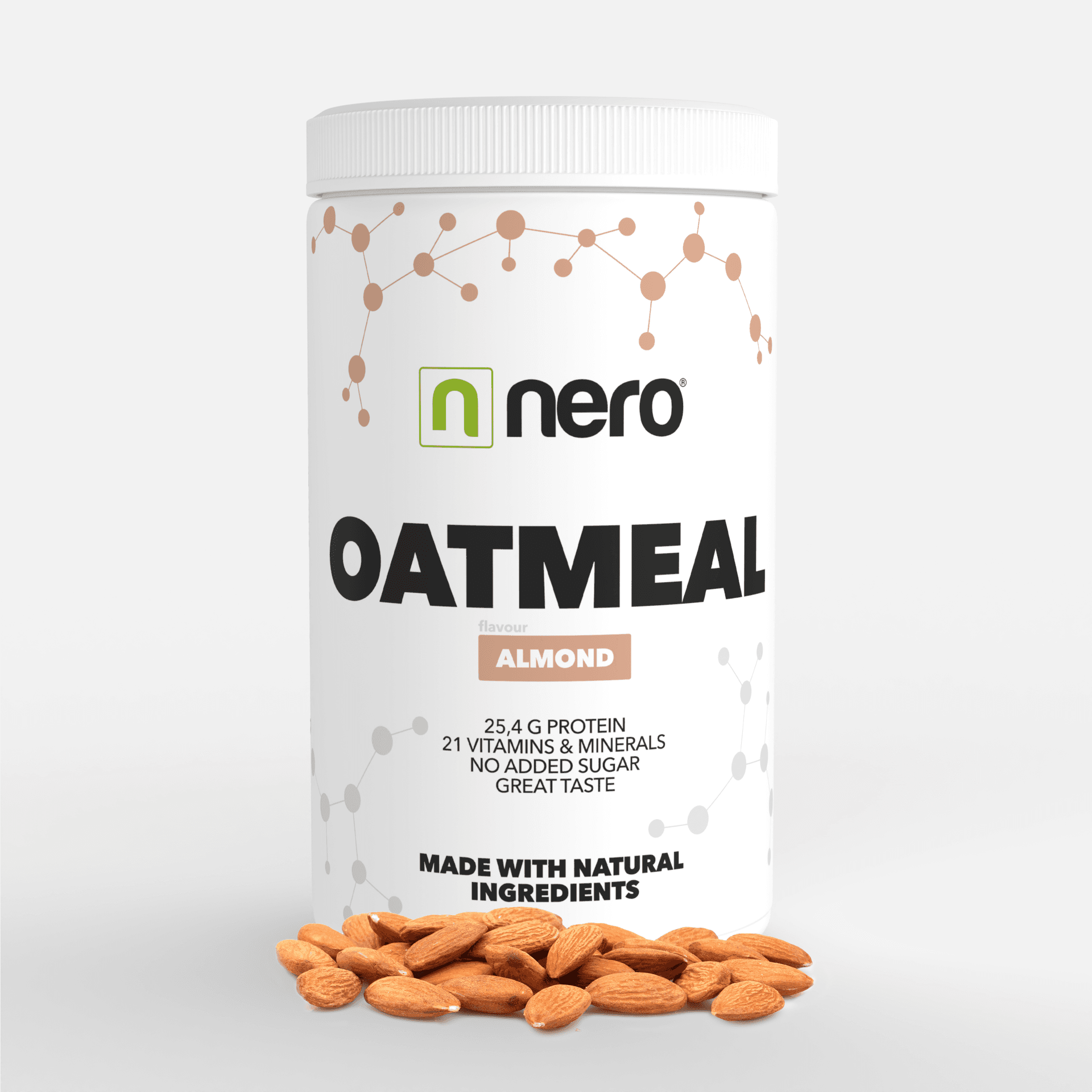 Proteinová instantní ovesná kaše Nero, Mandle, 600g, 12 porcí