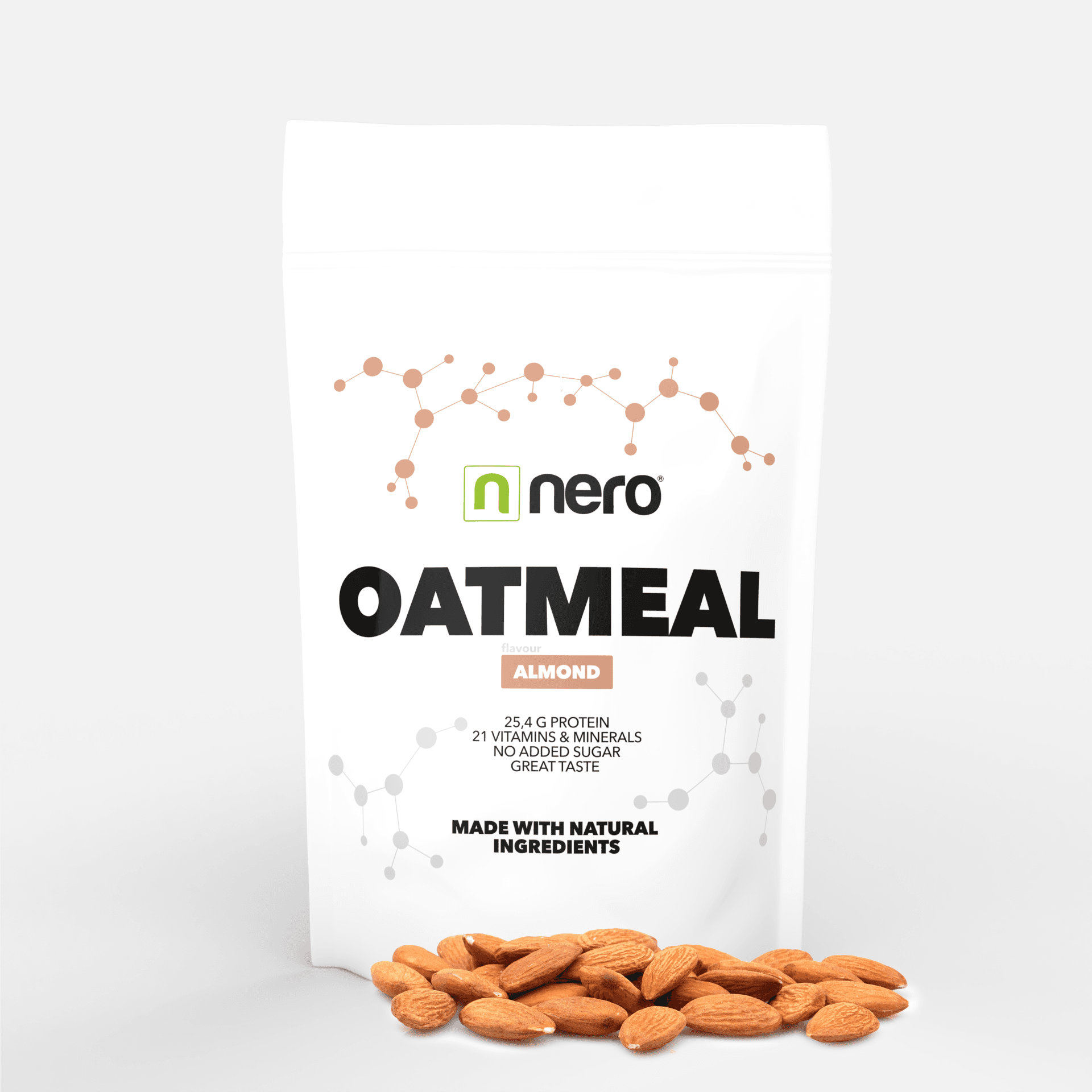 Proteinová instantní ovesná kaše Nero, Mandle, 1kg, 20 porcí