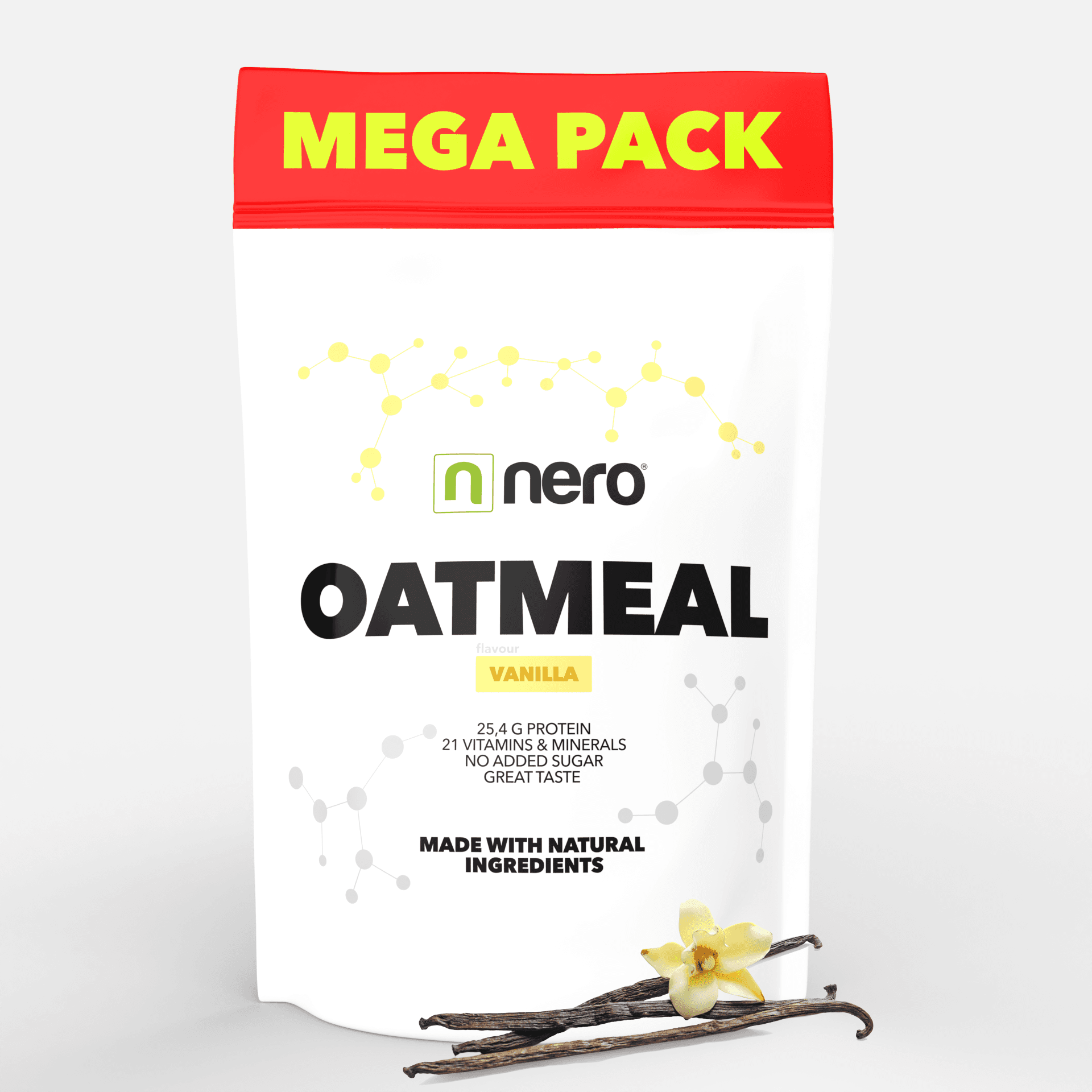 Proteinová instantní ovesná kaše Nero, Vanilka, 2,25kg, 45 porcí