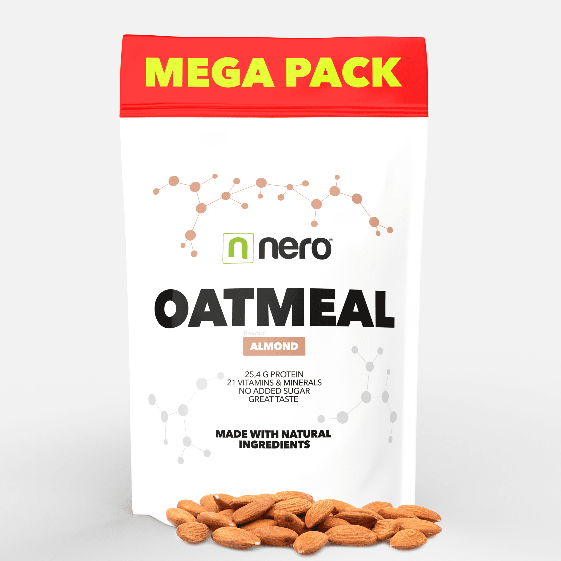 Proteinová instantní ovesná kaše Nero, Mandle, 2,25kg, 45 porcí