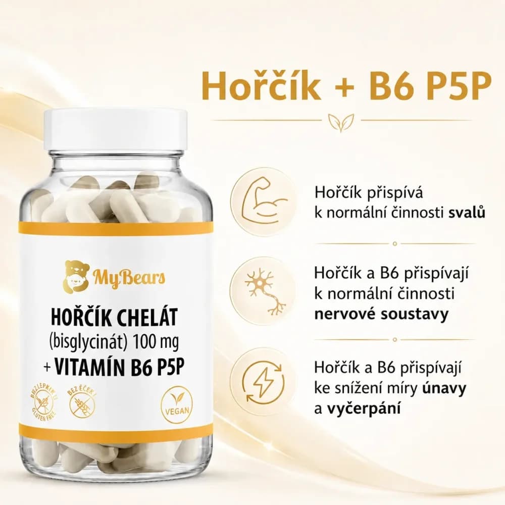 MyBears Hořčík chelát 100 mg + B6 1,4 mg P5P 90ks - náhled 3