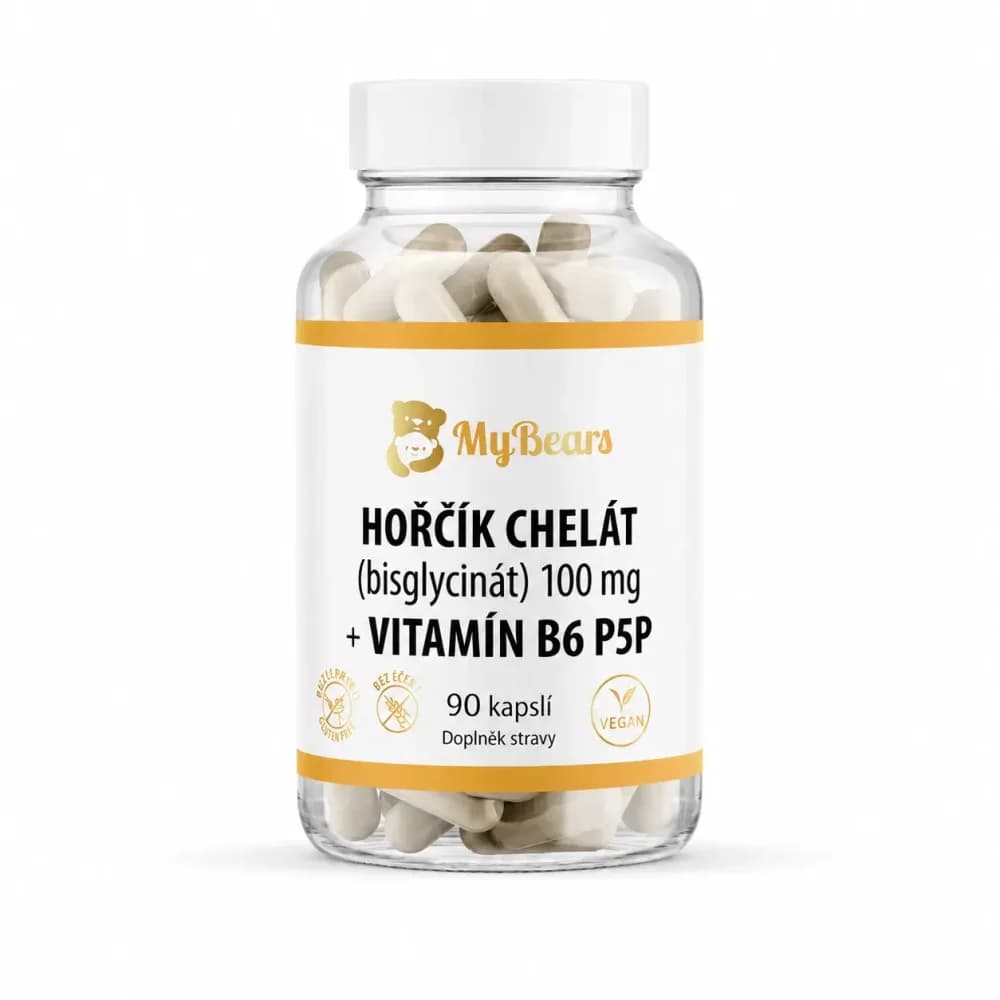 MyBears Hořčík chelát 100 mg + B6 1,4 mg P5P 90ks