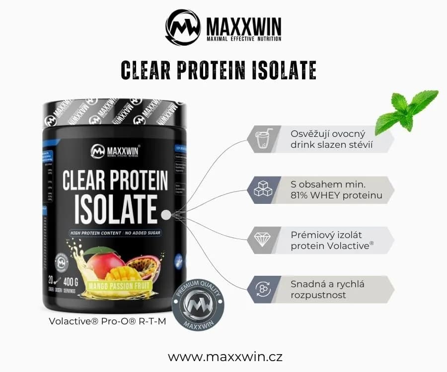 MAXXWIN CLEAR PROTEIN ISOLATE mango + maracuja 400 g - náhled 3