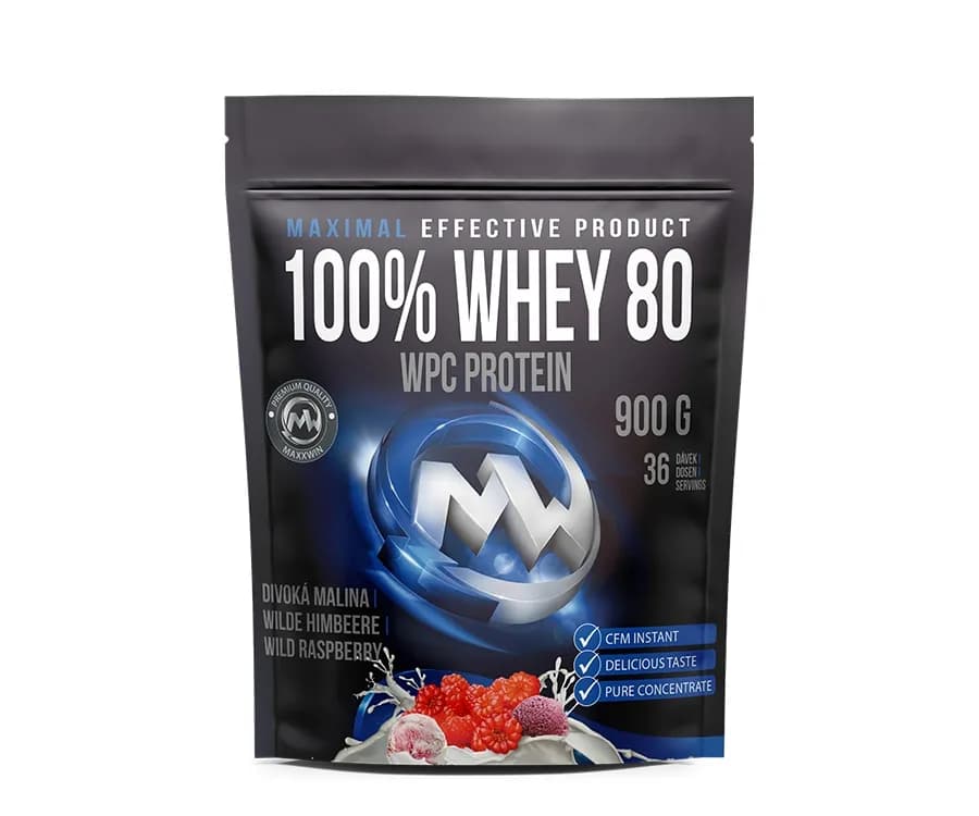 MAXXWIN PROTEIN 100% WHEY 80 divoká malina 900 g